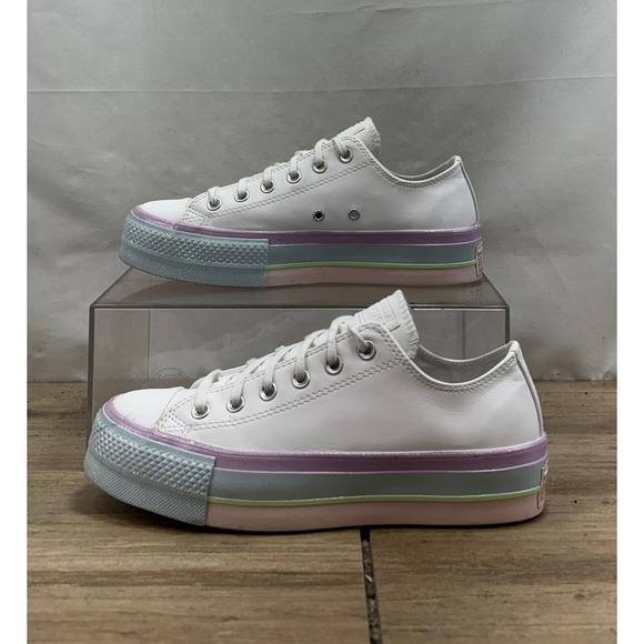 Converse Chuck Taylor All Star Lift Platform Rainbow Stripe Low Top Women's 9 - Picture 2 of 10